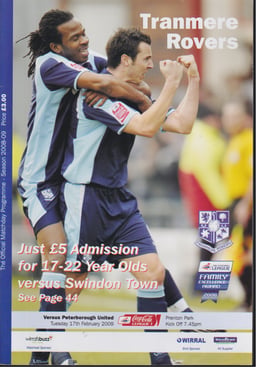 Tranmere Rovers v Peterborough United Match Programme 2009-02-17